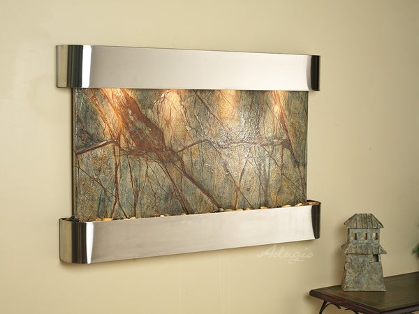Adagio Sunrise Springs Round Stainless Steel Brown Marble