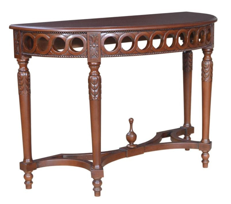 Anderson Teak Neoclassical Demilune Console w/ Crackle Finish Table Top - HT-101C