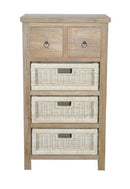 Anderson Teak Safari Occasional Table w/ Drawer & Rattan Baskets - TB-2130C