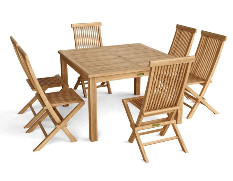 Anderson Teak Windsor Classic Chair 7-Pieces Folding Dining Set - Set-104
