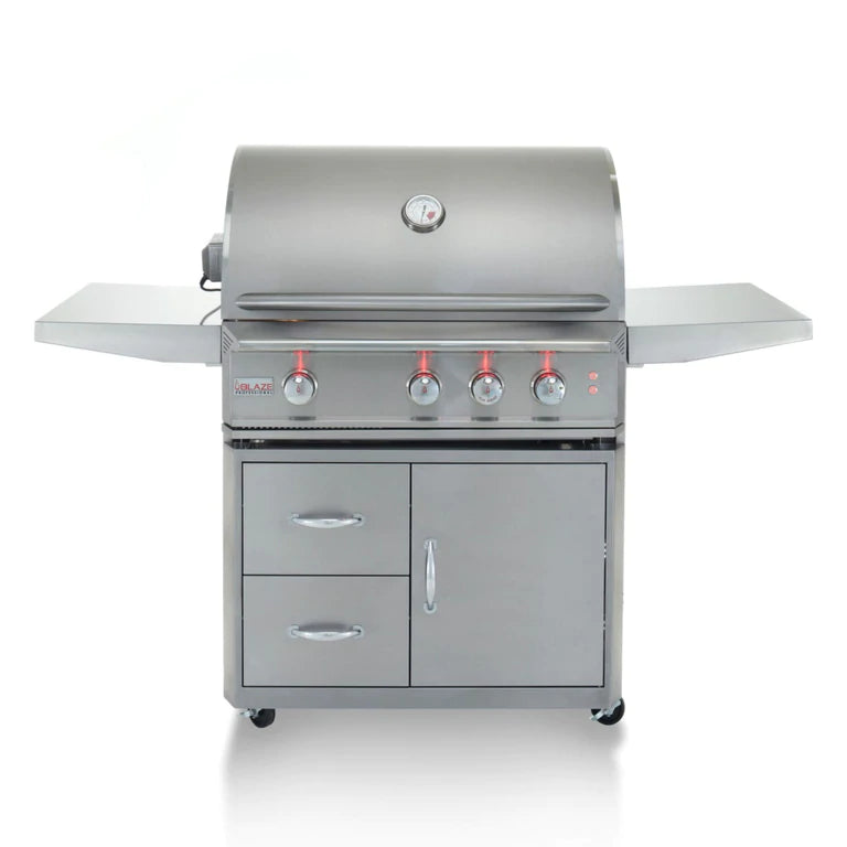 Blaze Professional 34 in., 3 Burner Built-In Natural Gas Grill with Grill Cart