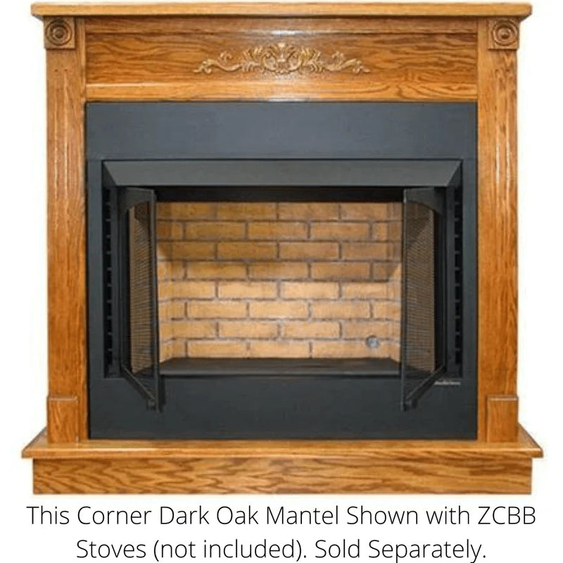 Buck Stove Standard Corner Dark Oak Mantel for ZCBB Stoves - KDMCZCBB