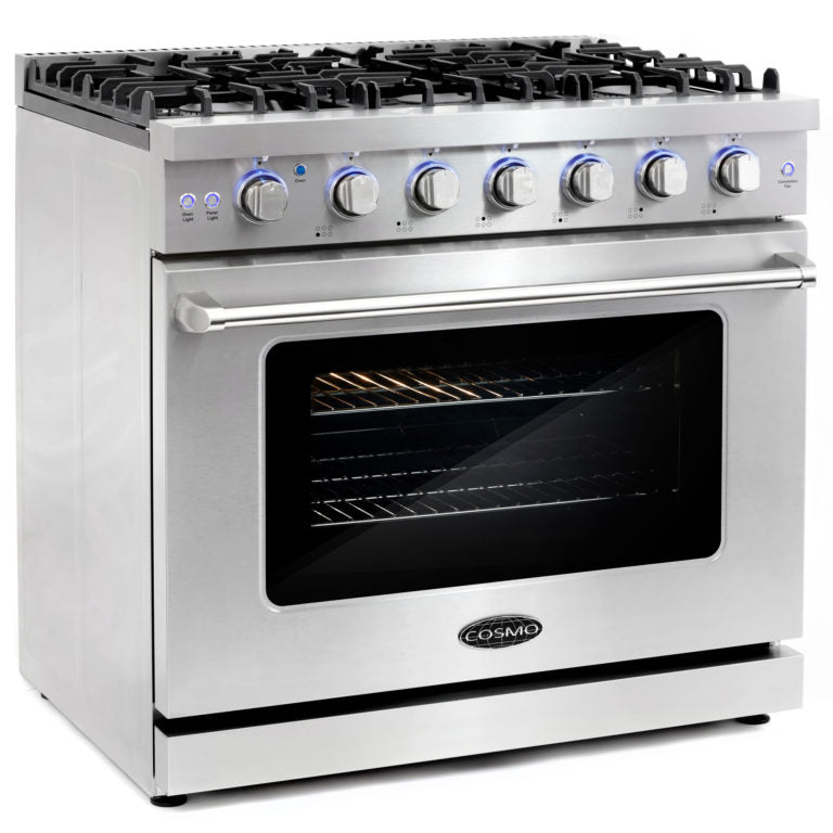 Cosmo 36 in. 6.0 cu. ft. Commercial Gas Range with Convection Oven in Stainless Steel with Storage Drawer - COS-EPGR366
