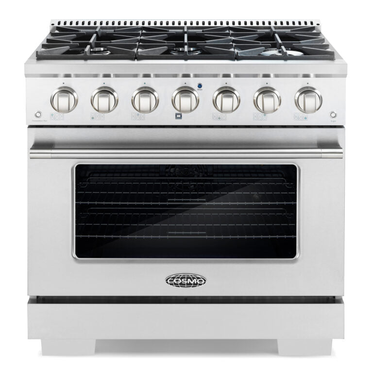 Cosmo Commercial-Style 36 in. 4.5 cu. ft. Gas Range with 6 Italian Burners and Heavy Duty Cast Iron Grates in Stainless Steel - COS-GRP366