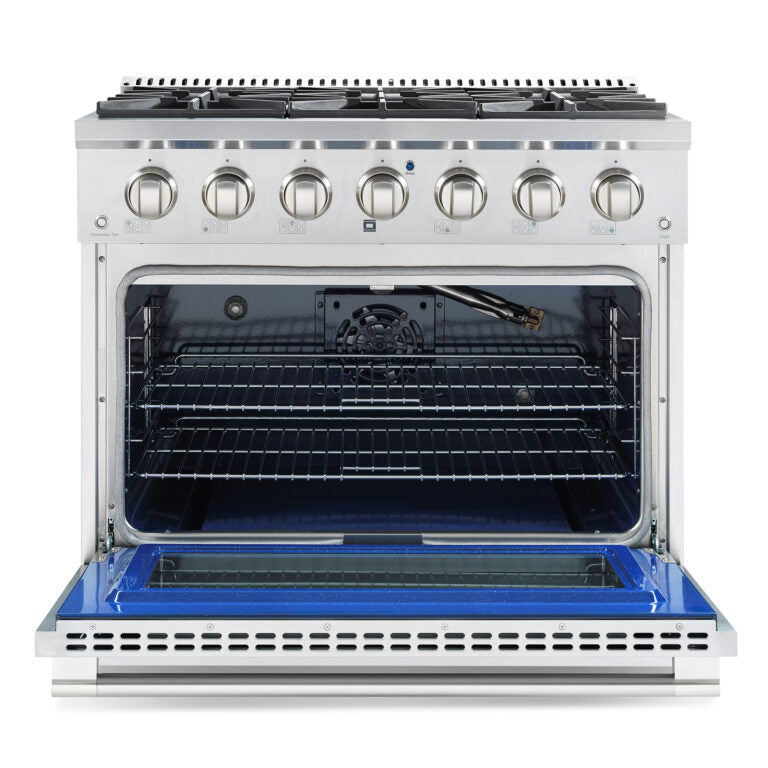 Cosmo Commercial-Style 36 in. 4.5 cu. ft. Gas Range with 6 Italian Burners and Heavy Duty Cast Iron Grates in Stainless Steel - COS-GRP366