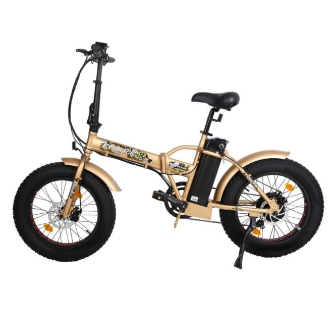 Ecotric 48V Gold Portable and Folding Fat Ebike with LCD Display