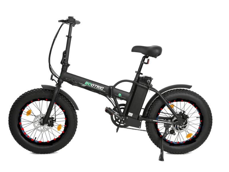 Ecotric Matt Black 48V Portable and Folding Fat Ebike with LCD Display
