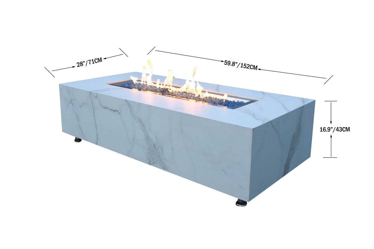 Elementi Carrara Bulgaria black Porcelain & Metal Frame Fire Table 