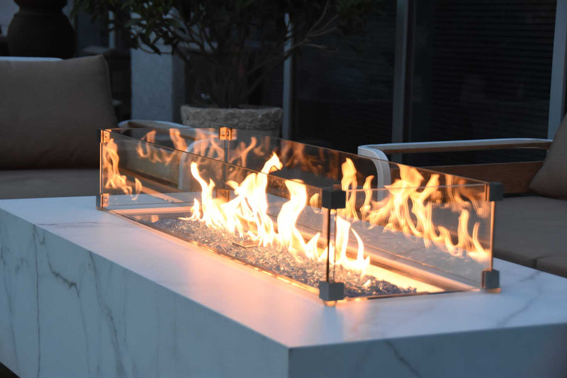 Elementi Carrara Bulgaria black Porcelain & Metal Frame Fire Table 