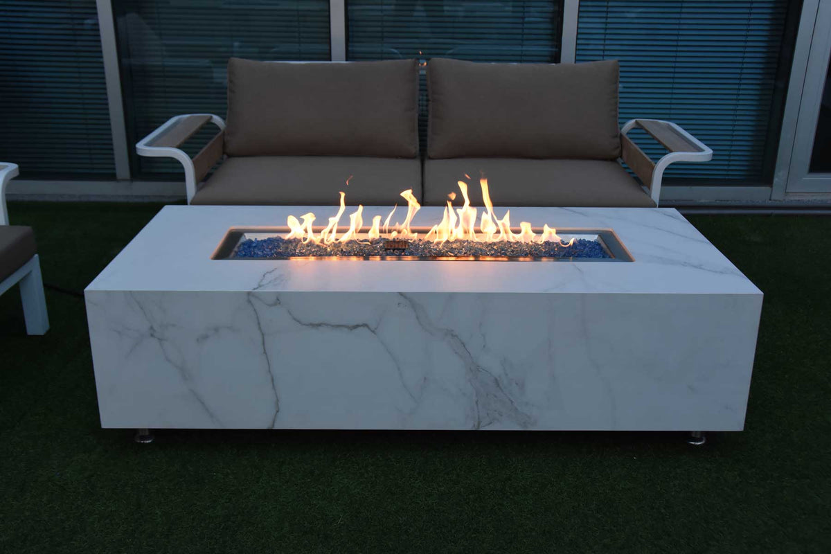 Elementi Carrara Bulgaria black Porcelain & Metal Frame Fire Table 