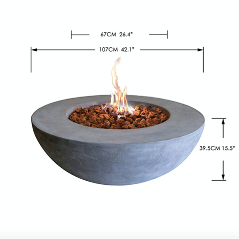 Elementi Lunar Bowl Cast Concrete Fire Table