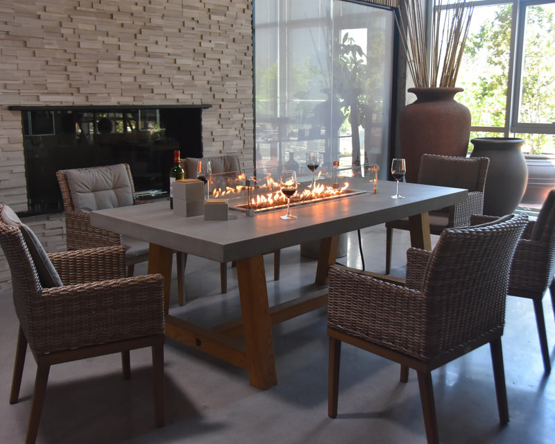 Elementi Sonoma Cast Concrete with Natural Ashwood base Dining Table