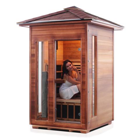Enlighten Sauna Rustic 2 Person Outdoor/Indoor Full Spectrum Infrared Sauna - 17376 - PrimeFair
