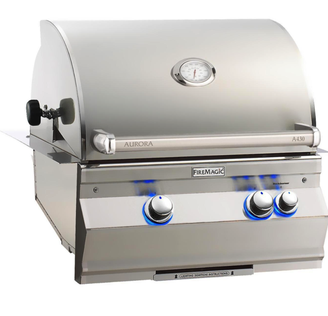 Fire Magic Aurora A430I 24-Inch Built-In Natural Gas Grill With Rotisserie And Analog Thermometer - A430I-8EAN