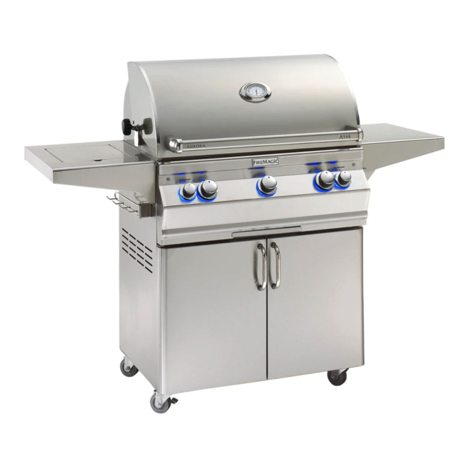 Fire Magic Aurora A540s 30-Inch Propane Gas Freestanding Grill w/ Flush Mounted Single Side Burner, Backburner, Rotisserie Kit and Analog Thermometer - A540S-8EAP-62 - Fire Magic Grills