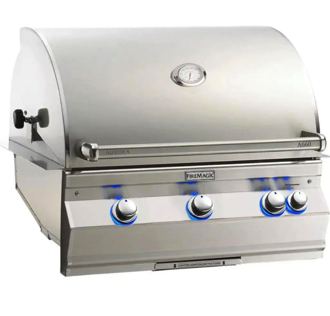 Fire Magic Aurora A660I 30-Inch Built-In Natural Gas Grill With One Infrared Burner, Rotisserie, And Analog Thermometer - A660I-8LAN - Fire Magic Grills
