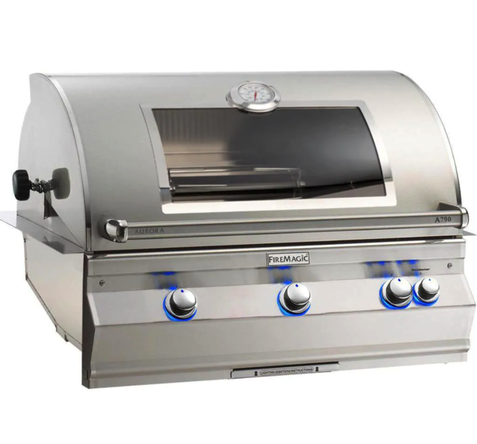 Fire Magic Aurora A790I 36-Inch Built-In Propane Gas Grill With Magic View Window, Rotisserie, And Analog Thermometer - A790I-8EAP-W