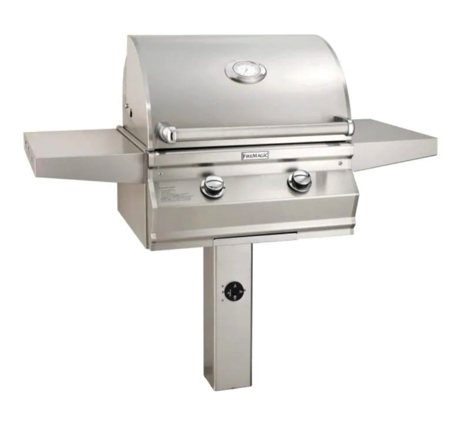 Fire Magic Choice Multi-User CM430S 24-Inch Propane Gas Grill With Analog Thermometer On In-Ground Post - CM430S-RT1P-G6