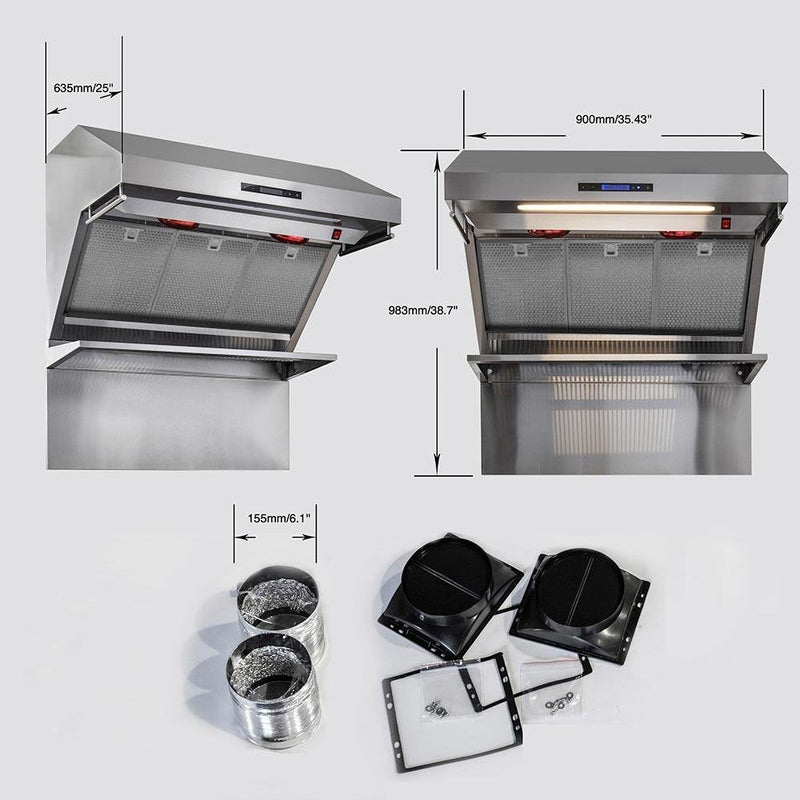 Forno Appliance Package - 36 Inch Gas Range, Wall Mount Range Hood, Microwave Drawer, 6661-FFSGS6244-36