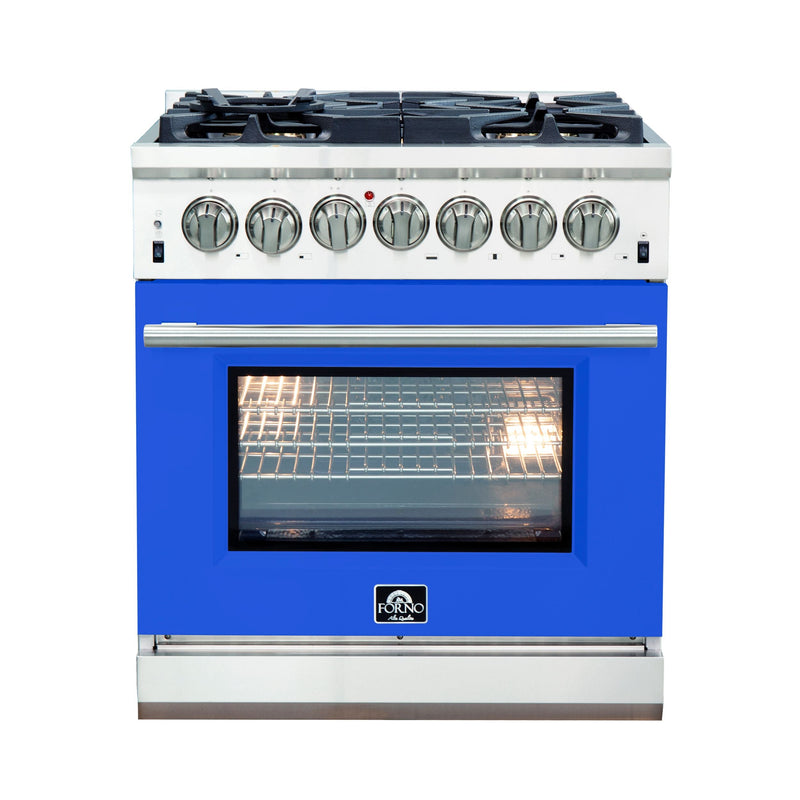 FORNO Capriasca - Titanium Professional 30" Freestanding Dual Fuel 240V Electric Colored Door Oven Range FFSGS6187-30 - PrimeFair