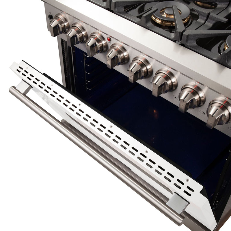 FORNO Capriasca - Titanium Professional 36" Freestanding Dual Fuel Electric 240V Colored Door Oven Range FFSGS6187-36 - PrimeFair