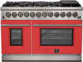 FORNO Fratta - Platinum Professional 48" Freestanding Dual Fuel Electric 240V Colored Door Oven Range FFSGS6187-48