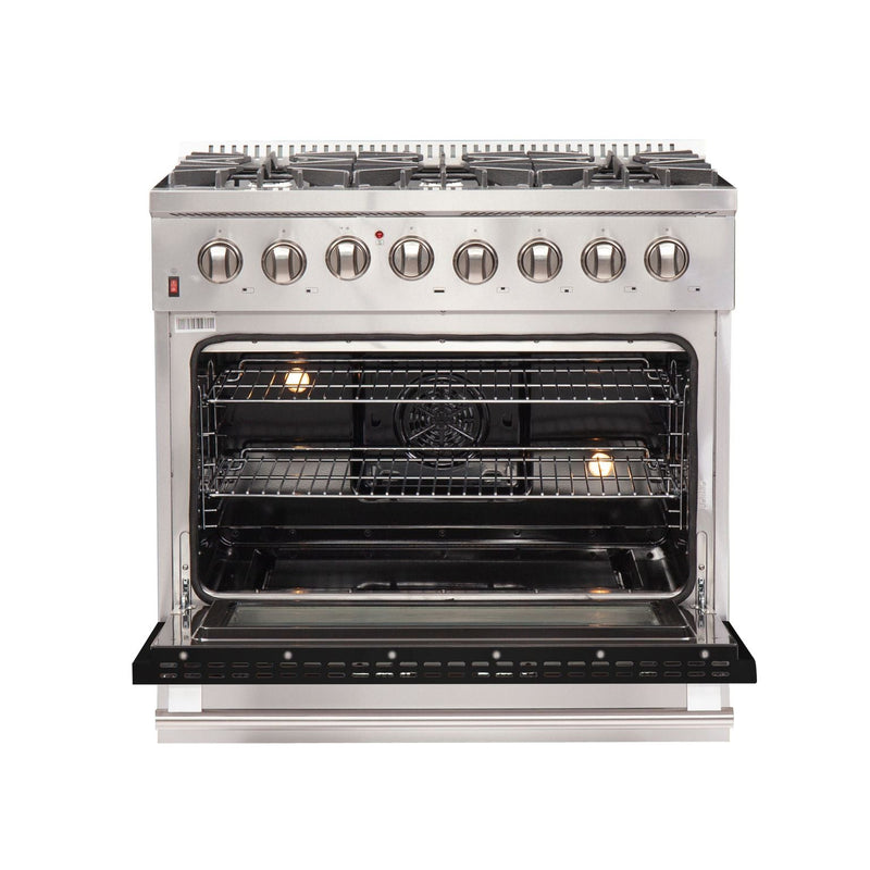FORNO Galiano - Gold Professional 36" Freestanding Dual Fuel 240V Electric Colored Door Oven Range FFSGS6156-36WHT