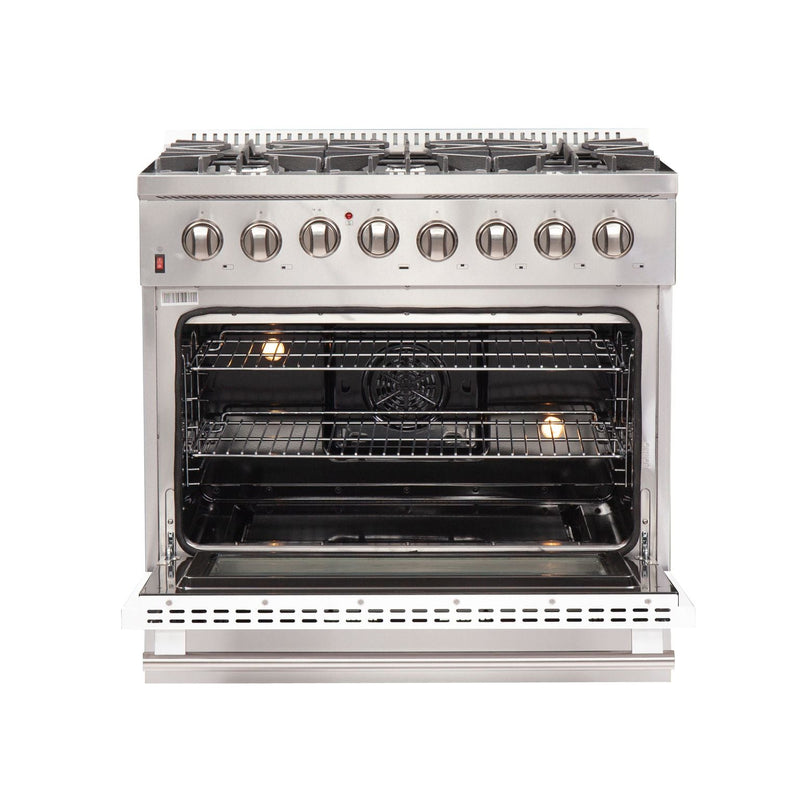 FORNO Galiano - Gold Professional 36" Freestanding Dual Fuel 240V Electric Colored Door Oven Range FFSGS6156-36WHT