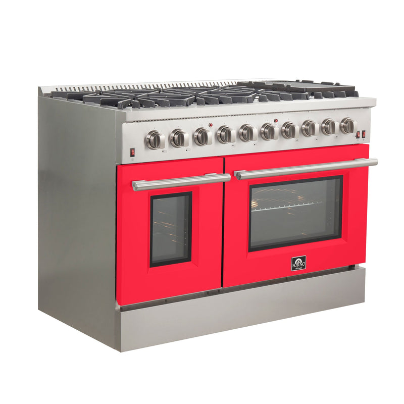 FORNO Vittorio - Gold Professional 48" Freestanding Colored Door Gas Range FFSGS6244-48RED