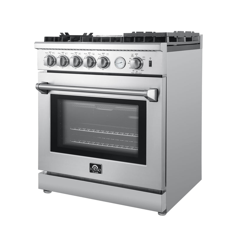 Forno Breno 30" Freestanding Gas Range Oven with 5 Sealed Burners, Griddle, and Air Fryer FFSGS6276-30