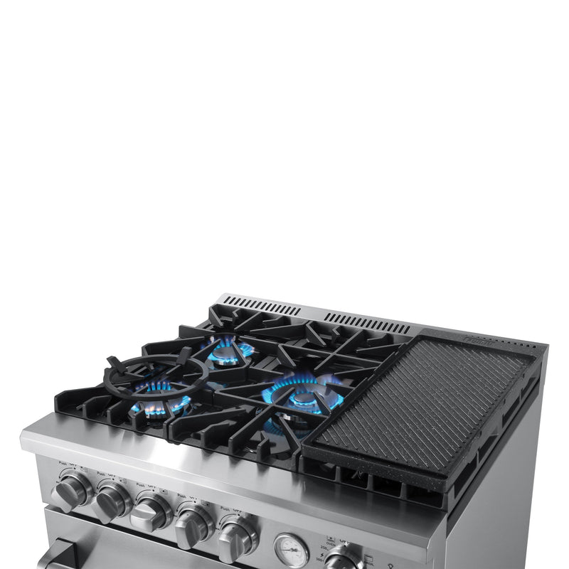 Forno Breno 30" Freestanding Gas Range Oven with 5 Sealed Burners, Griddle, and Air Fryer FFSGS6276-30