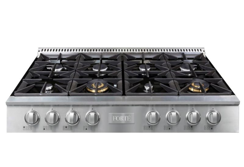 Forte 48 Inch Gas Rangetop with 8 Sealed Burners in Stainless Steel