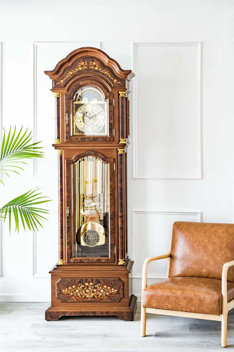 Hermle Berlin Grandfather Clock With Tubular Chimes Walnut - 01210031171