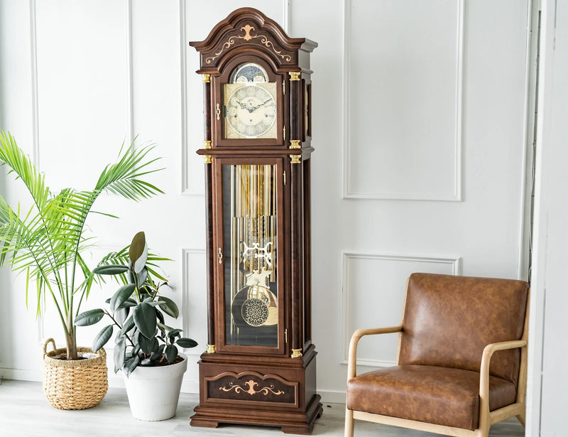 Hermle Biltmore Grandfather Clock With Tubular Chimes Walnut - 01131031171