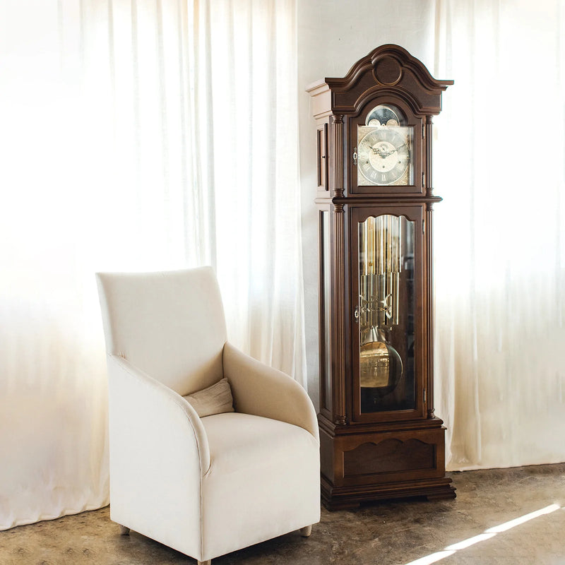 Hermle Temple Grandfather Clock Walnut Finish - 01093031171