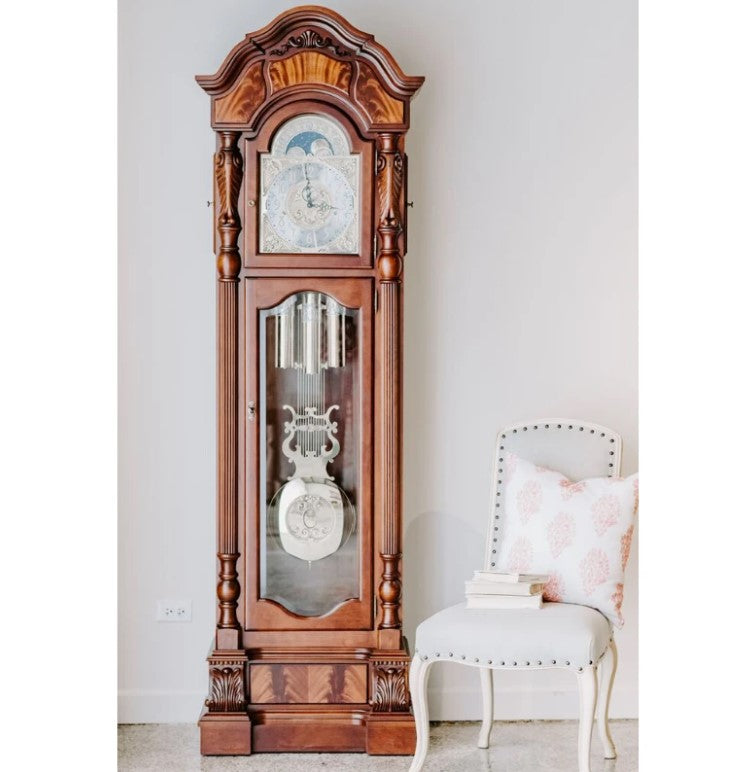 HermleClock Anstead Grandfather Clock Cherry Finish HNA010953041171