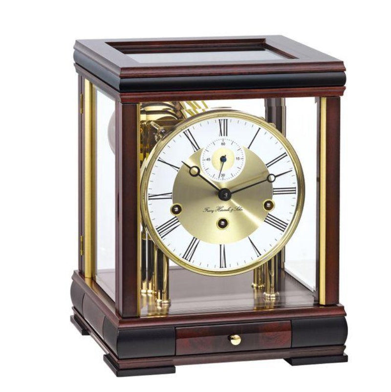 HermleClock Bergamo 12" Modern Table Clock in Mahogany 22998070352