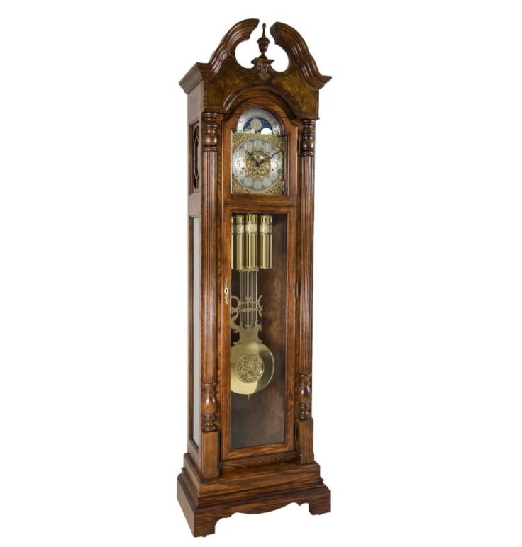 HermleClock Blakely 86" Mechanical Floor Clock - Dark Oak HNA010993041161