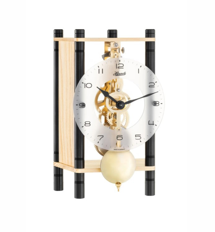 HermleClock Keri II 7.5" Modern Black / Natural Table Clock 23036X40721