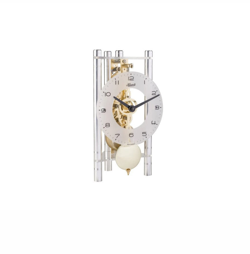 HermleClock Lakin Mechanical Mantel Clock - Silver / Brass Pendulum 23024X40721