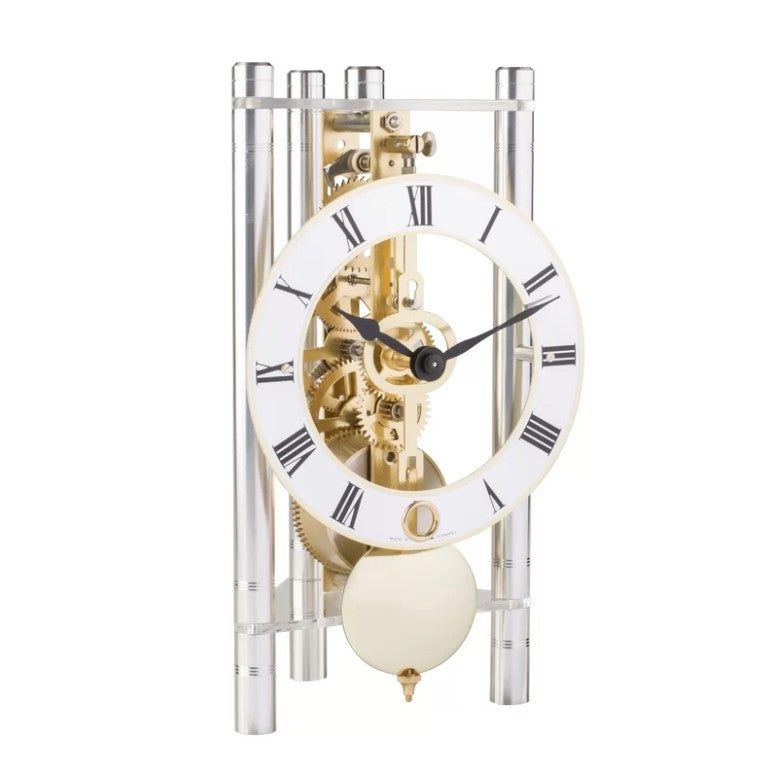 HermleClock Lakin Mechanical Mantel Clock - Silver / Brass Pendulum 23024X40721