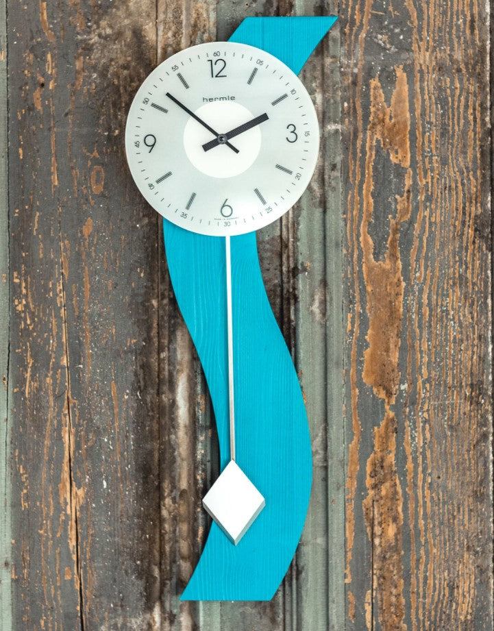 HermleClock Maren Curved Pendulum Wall Clock - Blue Model 771004Q72200