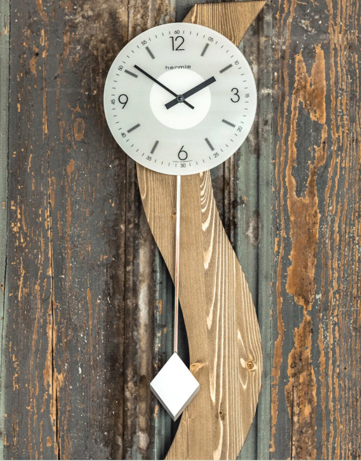 HermleClock Maren Curved Pendulum Wall Clock - Dark Oak Model 771004042200