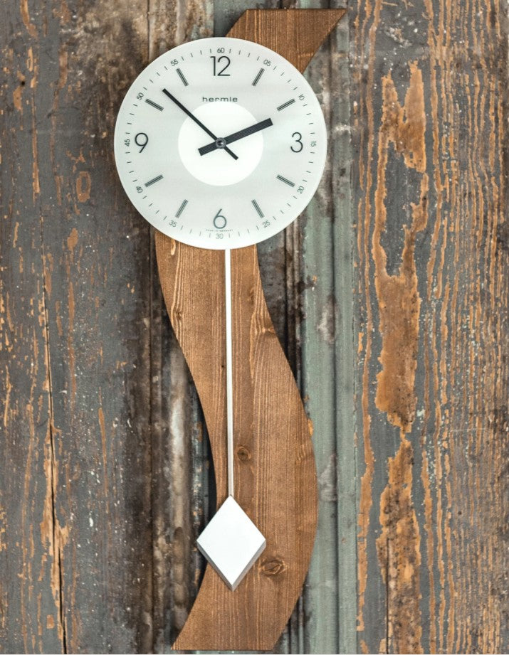 HermleClock Maren Curved Pendulum Wall Clock - Walnut Model 771004032200
