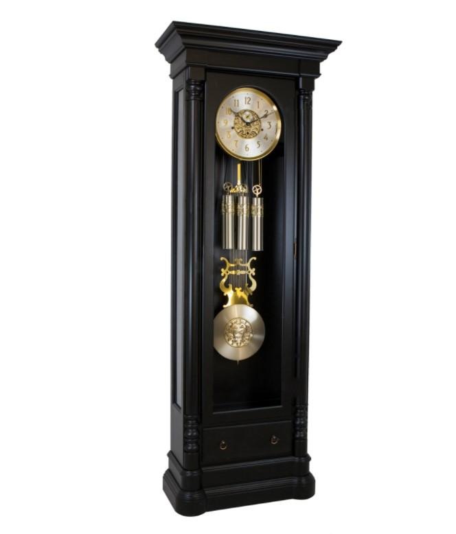 HermleClock Nicolette 85" Black Grandfather Floor Clock HNA010802741161
