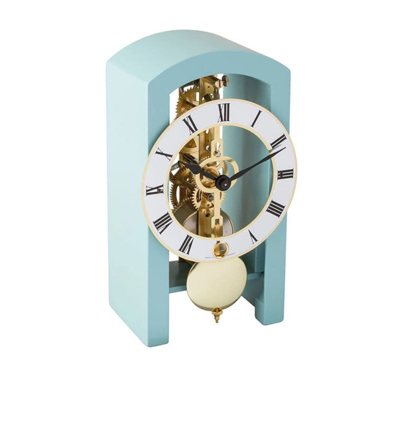 HermleClock Patterson 7.1" Wooden Arched Table Clock - Blue Finish 23015S40721