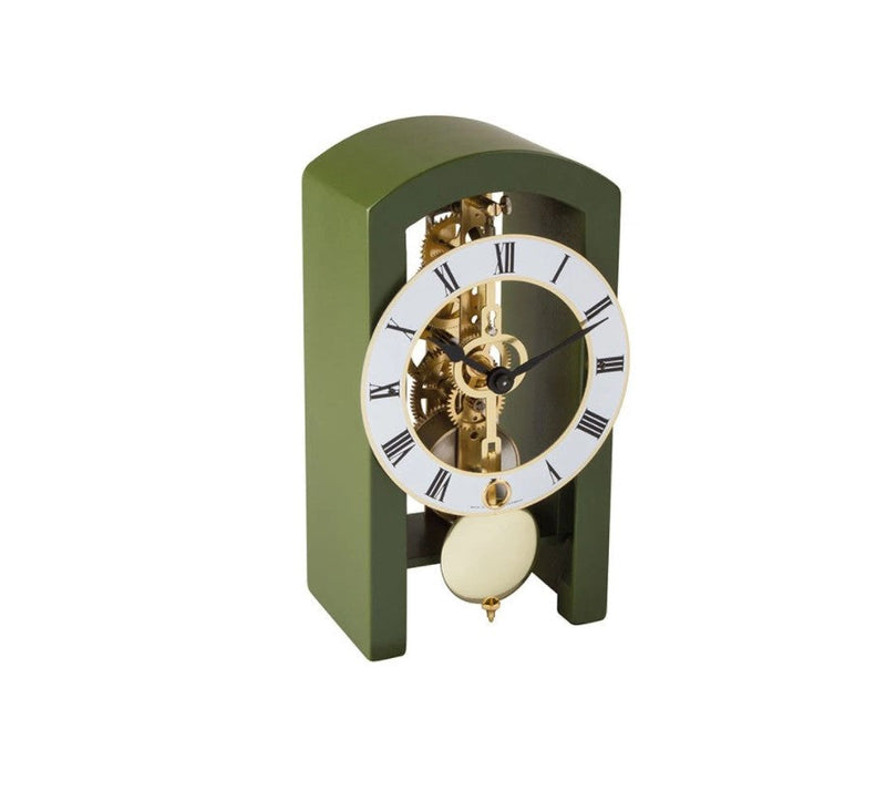 HermleClock Patterson 7.1" Wooden Arched Table Clock - Green Finish 23015S50721