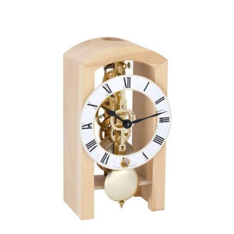 HermleClock Patterson 7.1" Wooden Arched Table Clock - Natural Pine 23015T90721