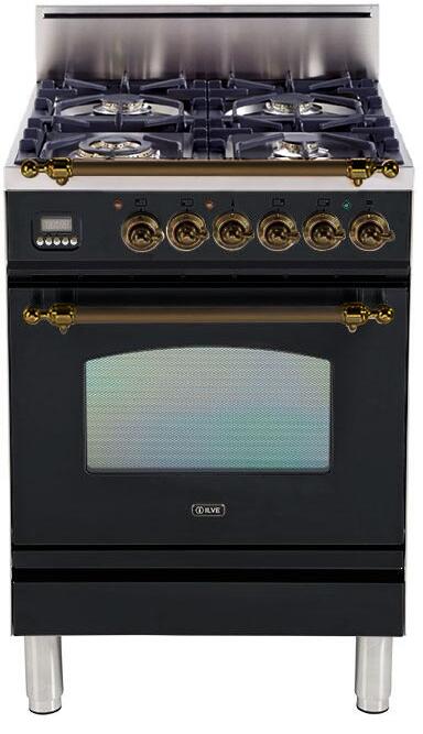ILVE 24-Inch Nostalgie Gas Range with 4 Brass Sealed Burners - 2.4 cu. ft. Oven 
