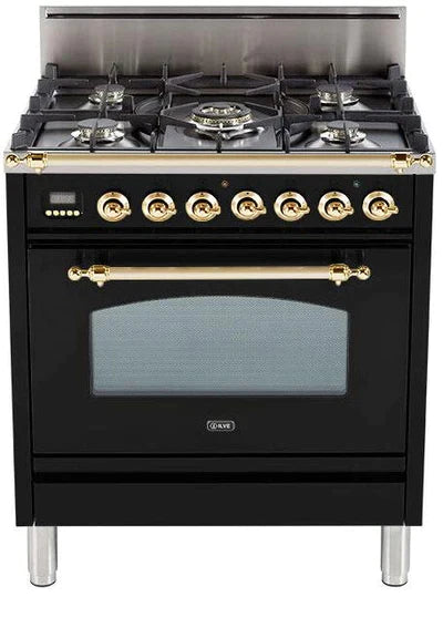 ILVE 30-Inch Nostalgie Gas Range with 5 Burners - 3 cu. ft. Oven - Oiled Bronze Trim